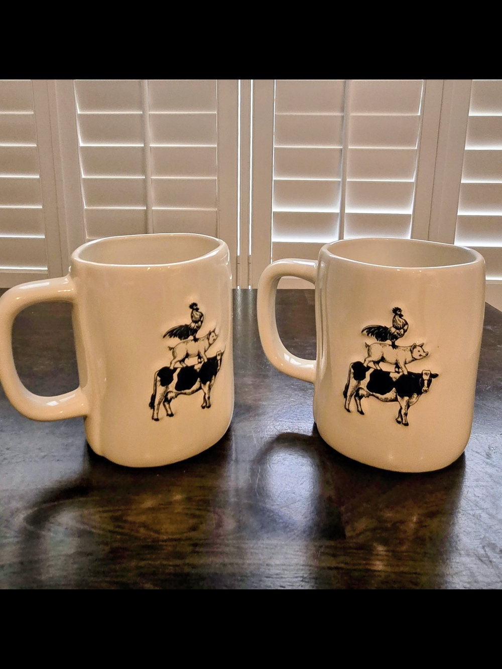 Rae Dunn Farmlife Ceramic Stack Farm Animal Graphics Mugs - Set of 2